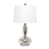 Lalia Home Glass Dollop Table Lamp with White Fabric Shade, Mercury LHT-5001-MR